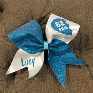 Turquoise and silver cheer bow - Lucy